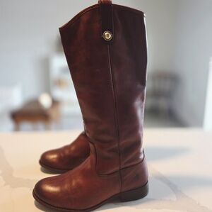 Frye: Women Melissa Button Tall Brown Leather Riding Boots: Size 7